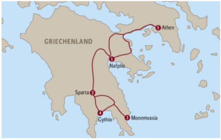 Karte Griechenlandreise